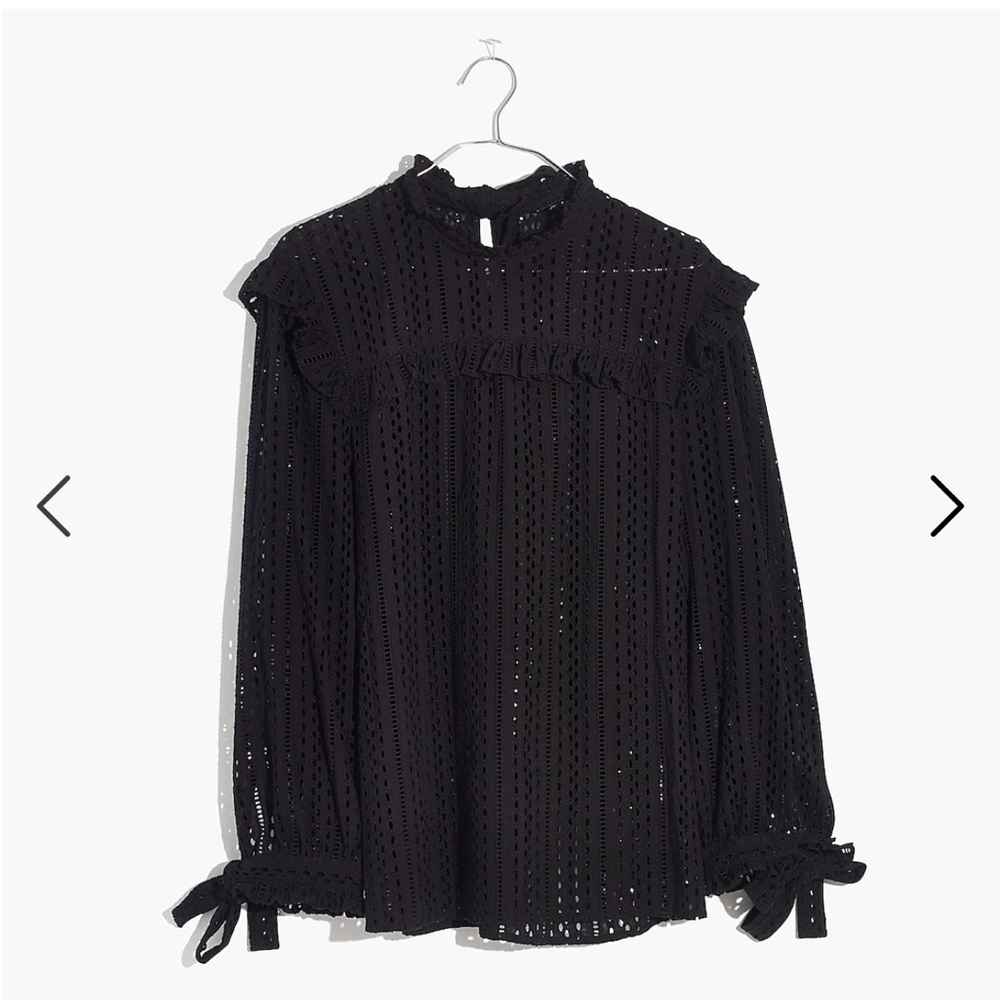 Madewell Eyelet Mockneck Ruffle Top size medium - new without tags - Picture 4 of 9